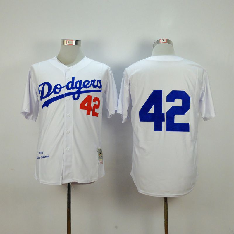 Men Los Angeles Dodgers #42 Robinson White Throwback MLB Jerseys->los angeles dodgers->MLB Jersey